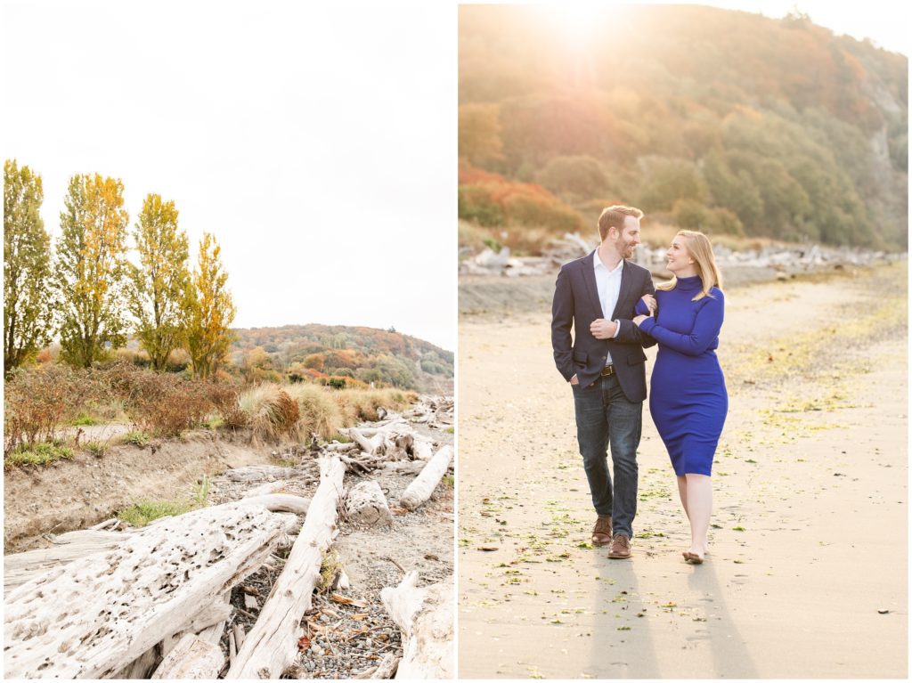 Golden glow and fall colored engagement session in Seattle