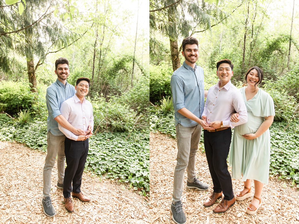 brother in laws jokingly posing for maternity photos