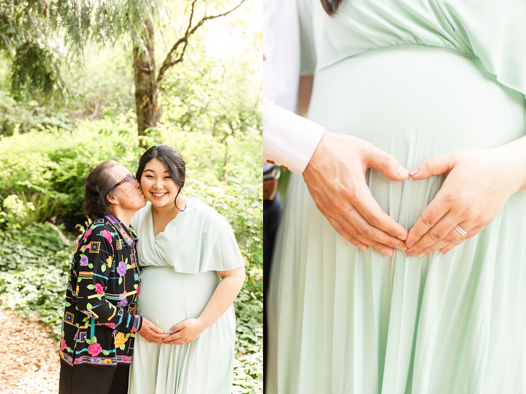 maternity belly with hands making a heart